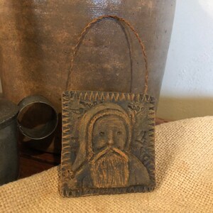 Blackened Beeswax Primitive Folk Santa Ornie 409 image 2