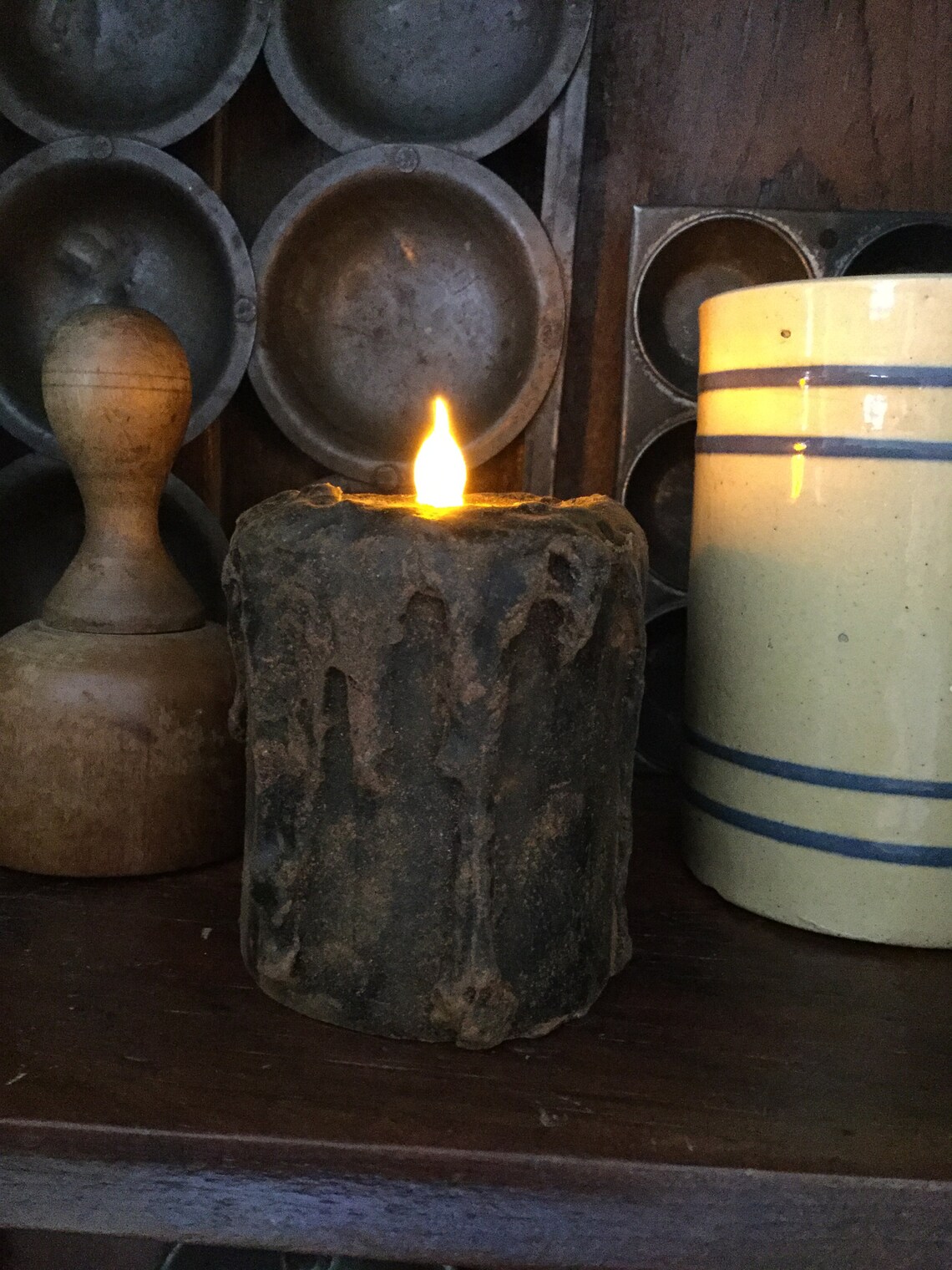 Blackened Beeswax Dripping Flicker Candle 537 Tea Etsy