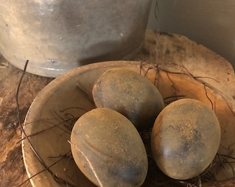Blackened Beeswax Large Eggs #564 ~Primitive~Farmhouse~Spring~Kitchen~Pantry~Bowl Fillers~Eggs~