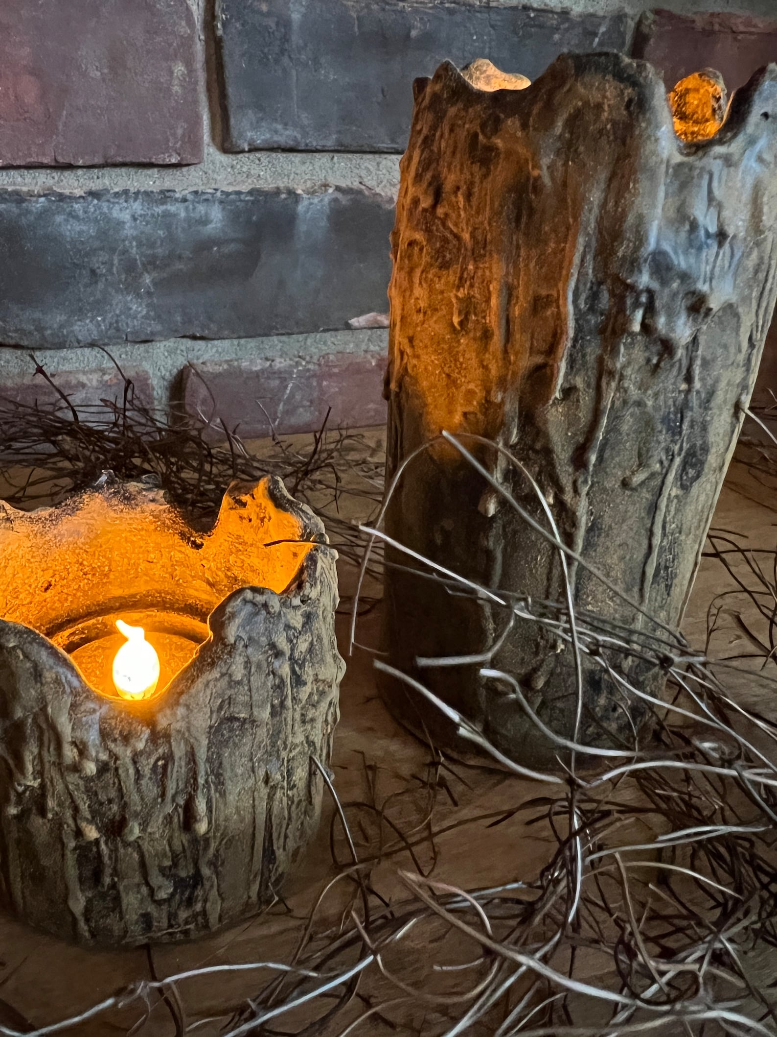 Blackened Beeswax Dripping Flicker Light Etsy