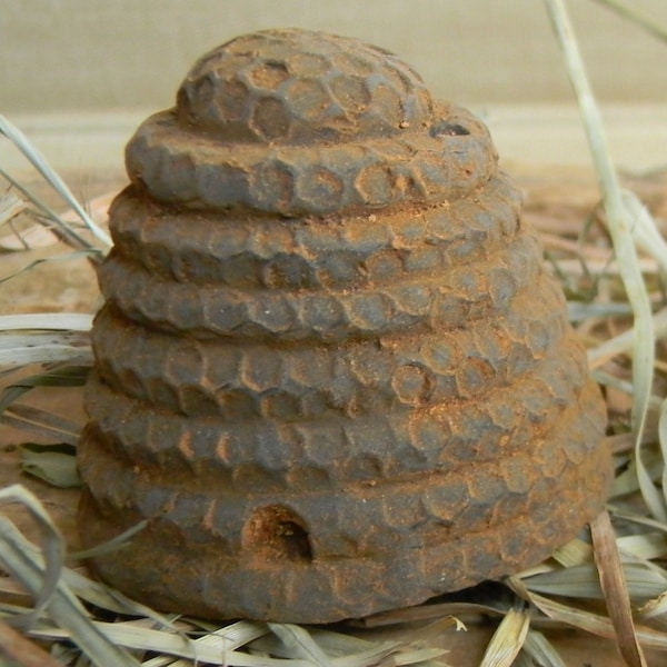 Primitive Blackened Beeswax Bee Skep / Bee Hive  #202