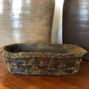 Blackened Beeswax Basket #536~Primitive~Eggs~Pantry~Kitchen~