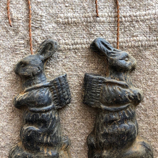 Blackened Beeswax Bunny Ornies #036 ~Primitive~Easter~Spring~Ornaments~