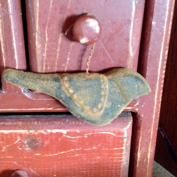 Blackened Beeswax Folk Art Bird Ornie  #505~ BLACK~Primitive~Ornament~