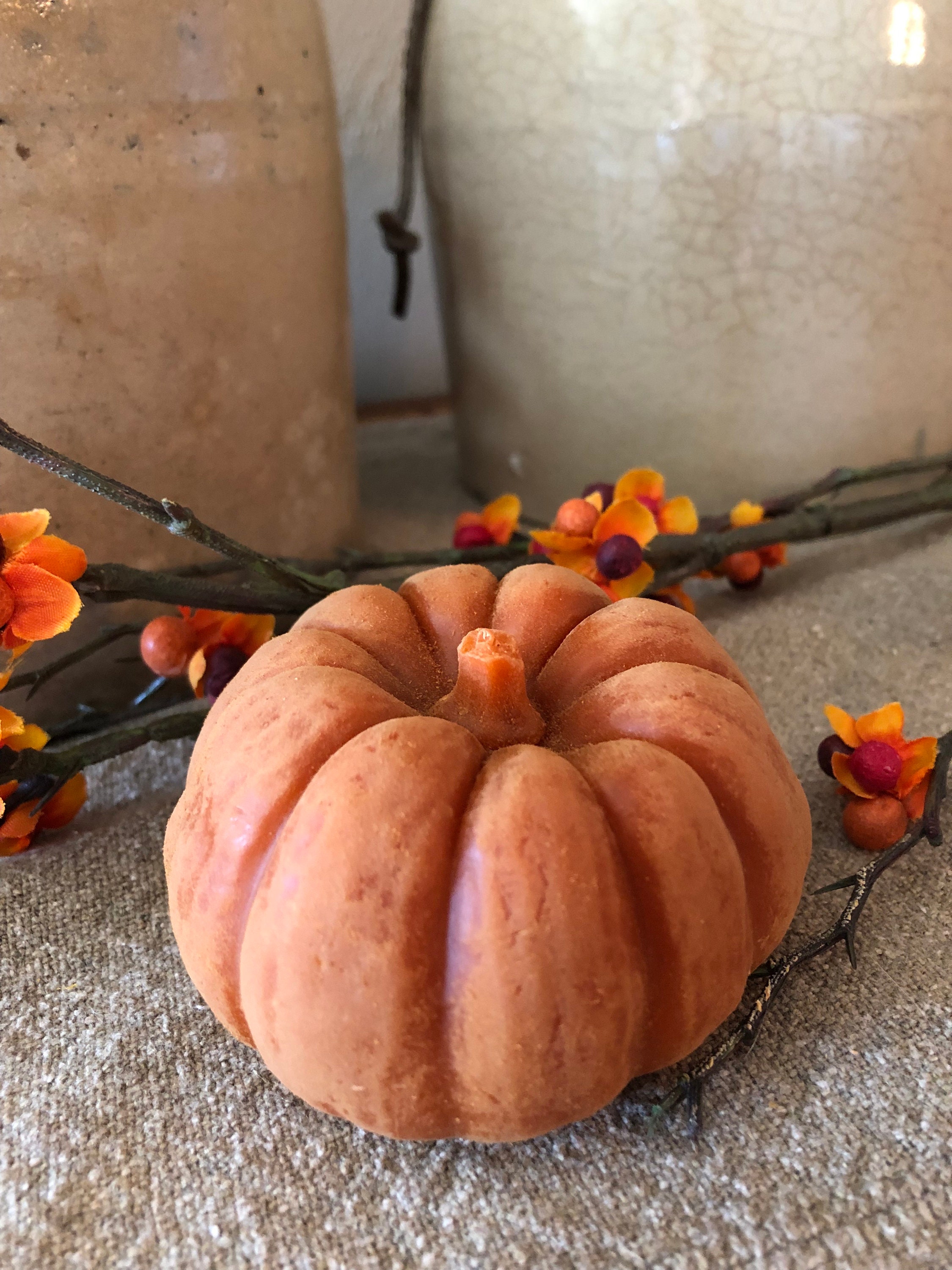 Primitive Handmade Scented  Beeswax  Large Chunky Pumpkin Halloween/Fall 