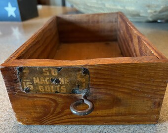 Antique Vintage Bolt Drawer~wooden Box~bolt Label~primitive