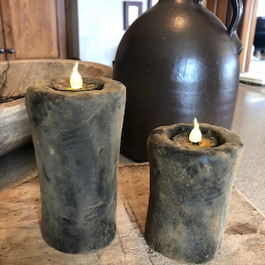 Blackened Beeswax Pillar Flicker Candles # 587 ~Primitive~Candles~Tea Lights~Two Sizes~Early Lighting!