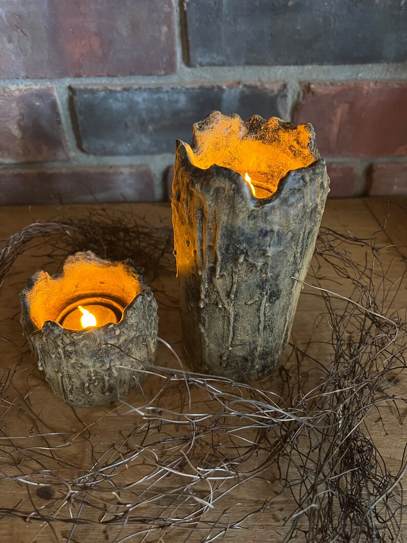 Blackened Beeswax Dripping Flicker Light 593 Etsy