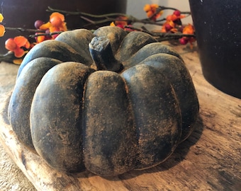 Blackened Beeswax Large Chunky Pumpkin #333 ~Primitive~Fall~Bowl Filler~Harvest~