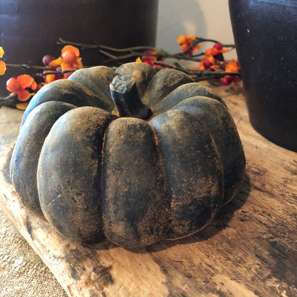 Blackened Beeswax Large Chunky Pumpkin #333 ~Primitive~Fall~Bowl Filler~Harvest~