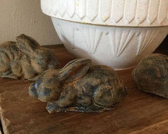 Blackened Beeswax Small Bunny Set #027 ~Primitive~Spring~Easter~Bowl Fillers~