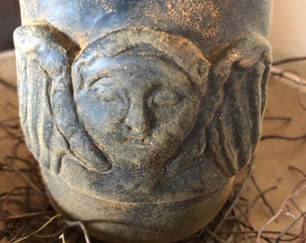 Blackened Beeswax Large Angel Flicker Light #561~Primitive~Tombstone Angel~Tea Light~Cupboard Light~