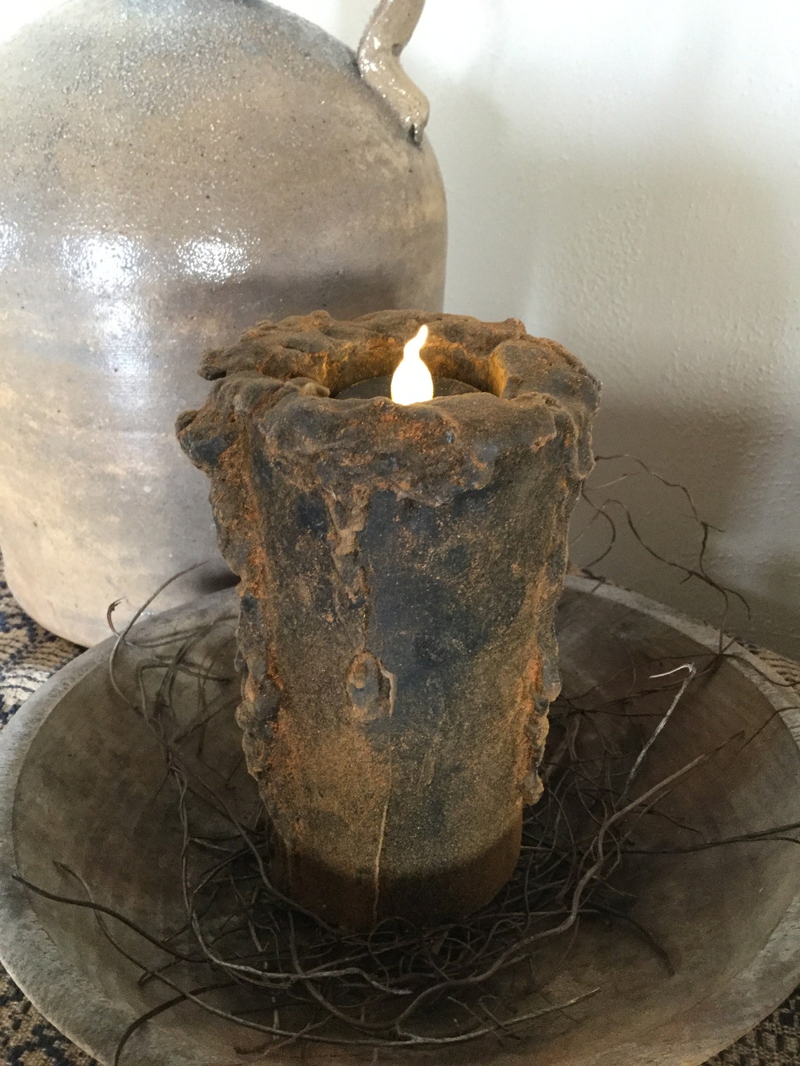 Blackened Beeswax Dripping Flicker Candle 537 tea Etsy