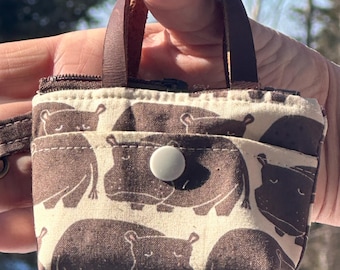 Weary Hippos in Brown Tiny Tote