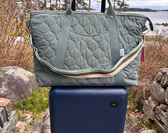 Oxbow Overnight Tote in Quilted Sage Nylon