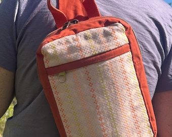 Rust Dry Oilskin Sandhill Sling with Sweet Mosaic Woven Front Pocket