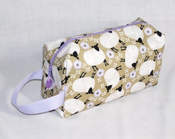 Folk Sheep on Lavender Project Bag - Premium Fabric