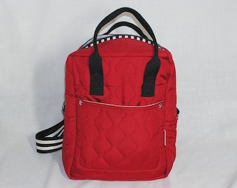Quilted Red Nylon Mini Making Backpack