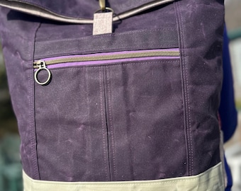 Waxed Canvas Backpack in Eggplant