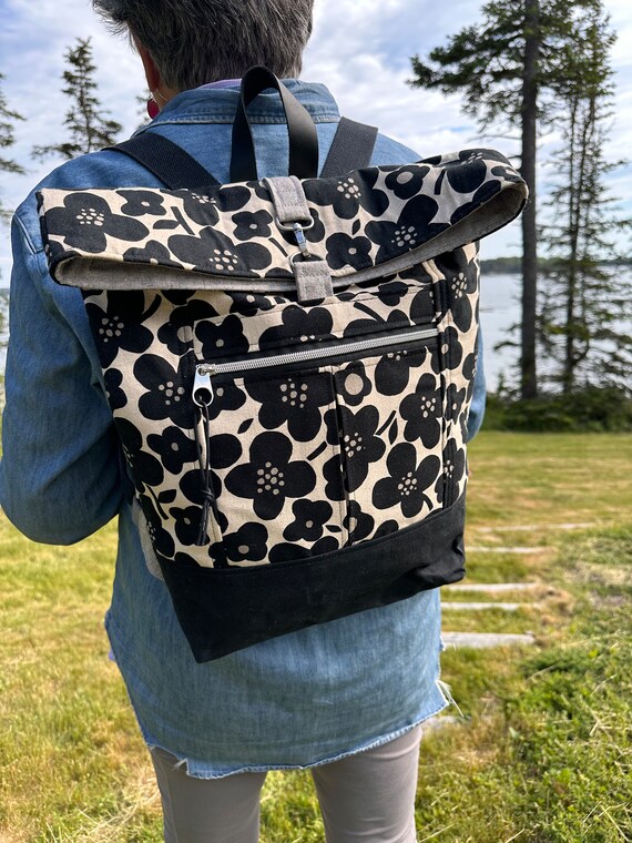 Floral canvas backpack sale