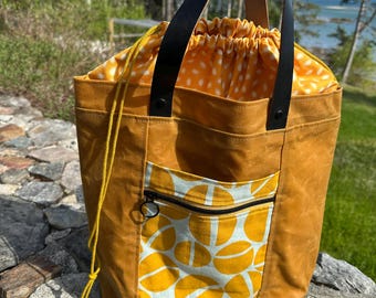 Coffee Bean and Curry Waxed Canvas Firefly Tote