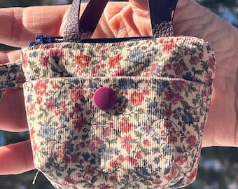 Floral Corduroy Tiny Tote
