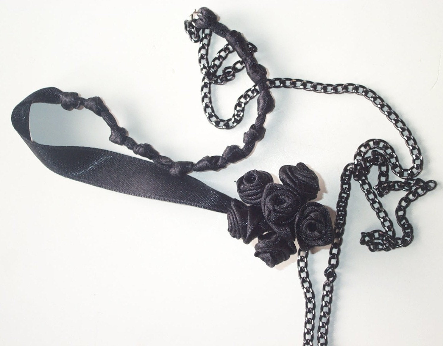 black roses and organza choker | Etsy