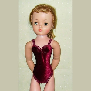 Ready to Wear Wine Velvet Teddy Lingerie Outfit Fits Vintage Madame Alexander Cissy & Modern Cissy 19&quot; - 21&quot;