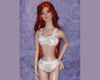 NEW Ready to Wear White Lace Bra and  Bikini Set Lingerie Outfit Fits American Model 22" BJD 1/3