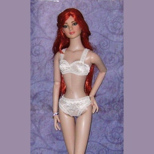 NEW Ready to Wear White Lace Bra and  Bikini Set Lingerie Outfit Fits American Model 22&quot; BJD 1/3