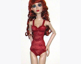 Ready to Wear Red Lace Teddy Lingerie Outfit Set Fits 18" Evangeline Ghastly Prunella
