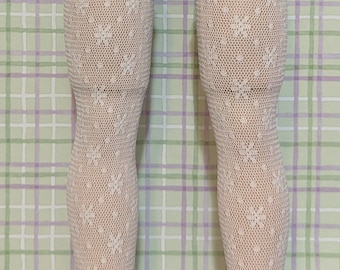 New Ready to Wear Sheer White with Tiny Flower Design Stockings Fit 19"-21" Cissy Dollikin