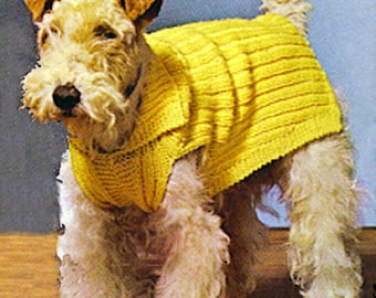 Vintage 3 Size Rib Knit Dog Sweater Pattern fits Airedale Terriers
