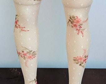 New Limited Edition Ready to Wear Sheer Nude with Flower Design Stockings Fit 19"-21" Cissy Dollikin