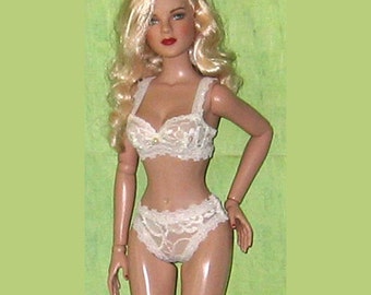 NEW Ready to Wear Sheer Ivory Bra and Bikini Lingerie Outfit Fits Curvaceous DeeAnna Denton Peggy Harcourt Lara Croft 17"