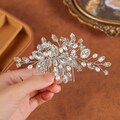 Wedding Comb Hair Accessory • Pearls Hair Comb for Bride • Crystals Bridal Hairpiece • Diamond Rhinestones Leaf Bridal Hair Comb Handwired