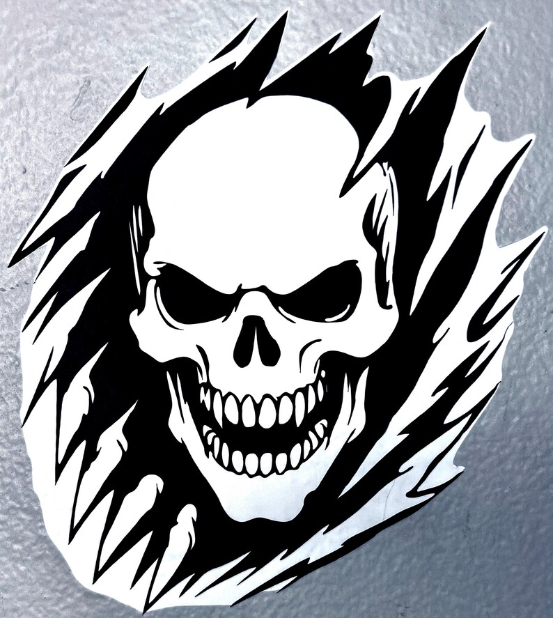 Aggressive Ripped Ripped Skull Decal | Tearing Skull Sticker |aggressive Skull Vinyl for ...