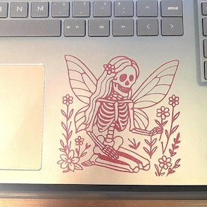 Skeleton Fairy Decal | Gothic Fairy Sticker | Glitter Pink Vinyl | Fantasy Skeleton Art | Fairy Skeleton Sticker | Gothic Fairy Decal
