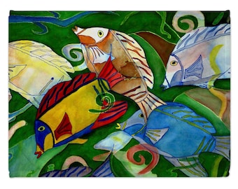 Loon lake bird cube ottoman from my art