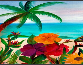 pillows and ottomans from my art. throw blankets Tropical floral beach coastal tropical home decor door floor mats