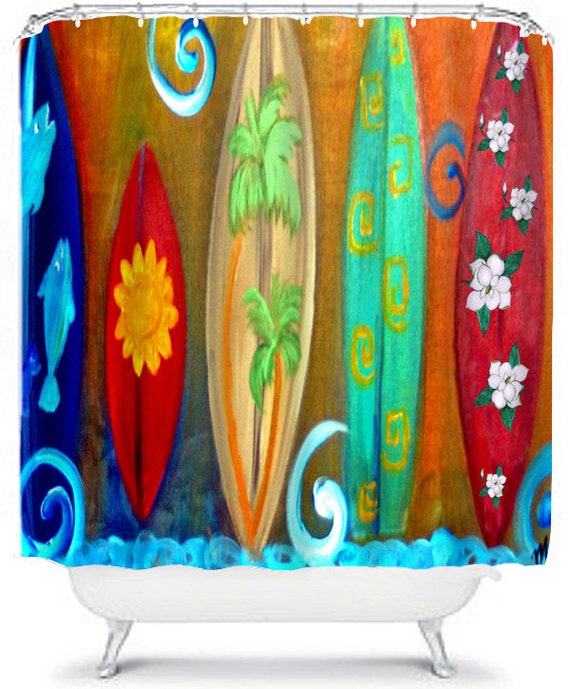 Surfboards Shower Curtain And Bath Mat From My Art Etsy