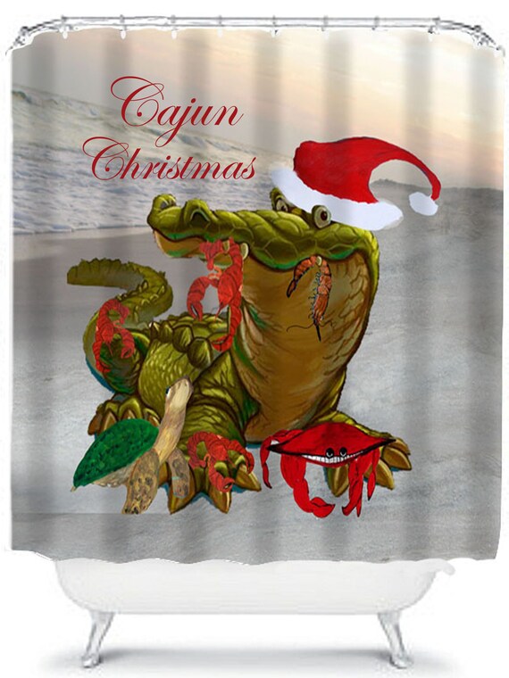 Cajun Christmas Holiday Bathroom Decor Shower Curtain And Etsy