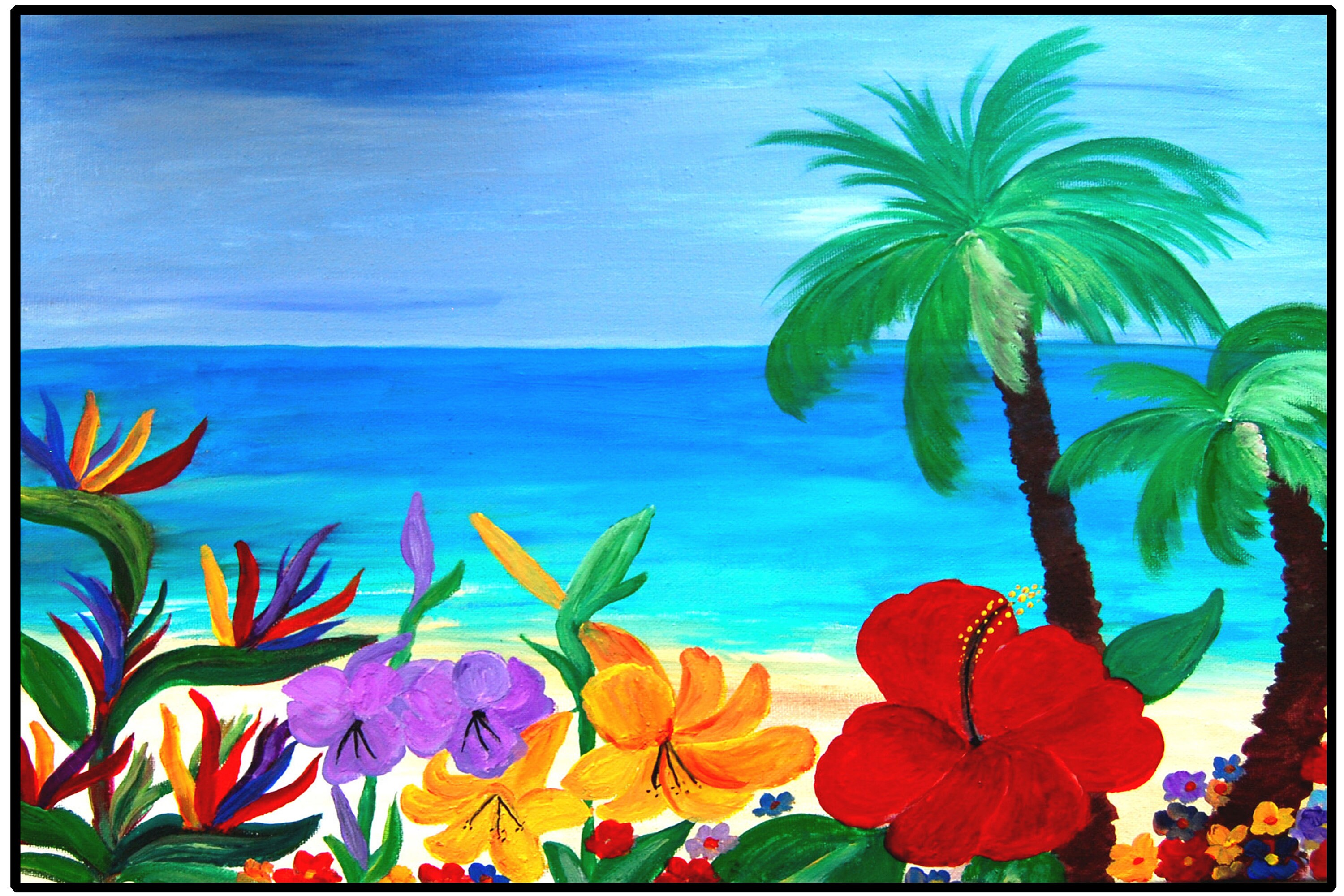 Tropical Floral Beach Coastal Beach Decor From My Art Etsy