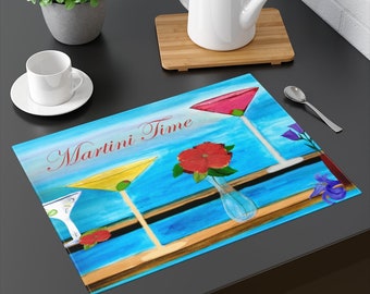 Martini bar party time colorful Placemats with my art.