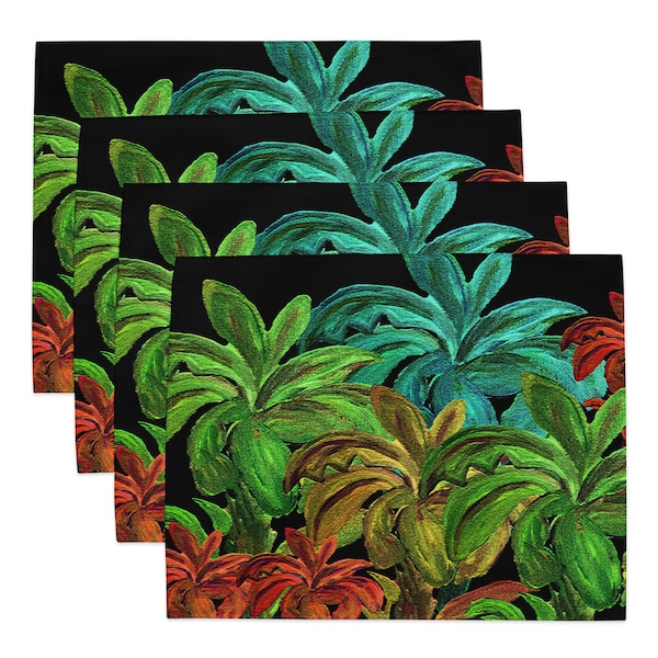 Colorful tropical banana palm frawns coastal table counter Placemat Set of four with my art.