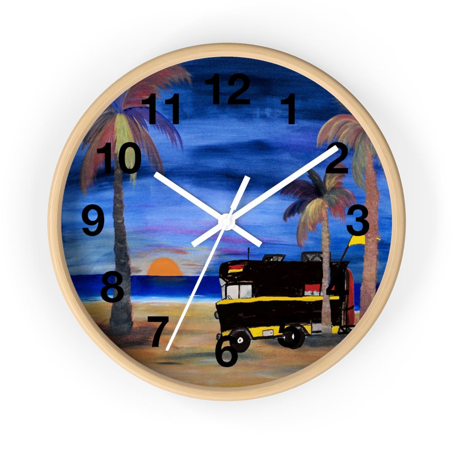RV Camper in Tropical Sunset Wall Clock From My Art. 10 Inch Etsy