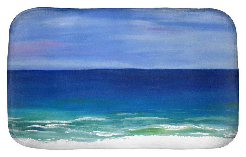 Coastal home beautiful beach bathroom shower curtains and bath mat from my art,sold separately.