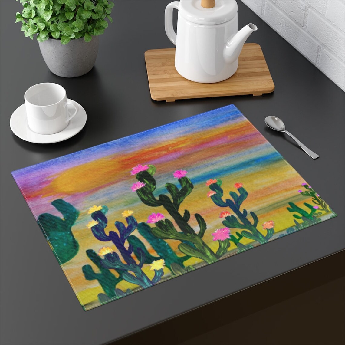 Cactus Flowers Desert Placemats With My Art. Etsy