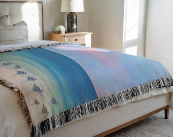 Sandpipers Sunset Beach Cotton Woven Blankets
