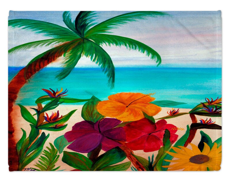 pillows and ottomans from my art. throw blankets Tropical floral beach coastal tropical home decor door floor mats